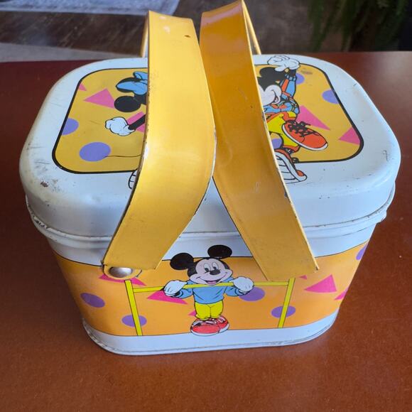 Vintage Walt Disney Mickey & Minnie Mouse Exercise Tin Box With Lid & Handles - Picture 3 of 12